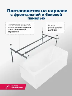 Акриловая ванна Aquanet West 347900 150x70 см с каркасом с фронтальной и боковой панелями